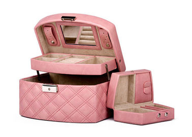 PU leather large jewelry boxes for women with wearable flocking fabric lining